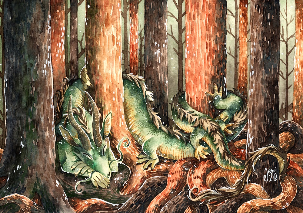 Original Painting - Dragon in the Forest